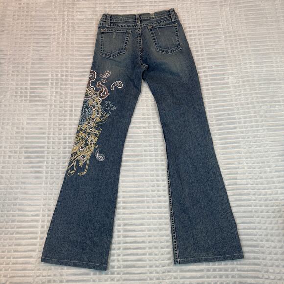 Womens Allen Schwartz Allen B Embroidered Flare Jeans Size 28 - Picture 2 of 11